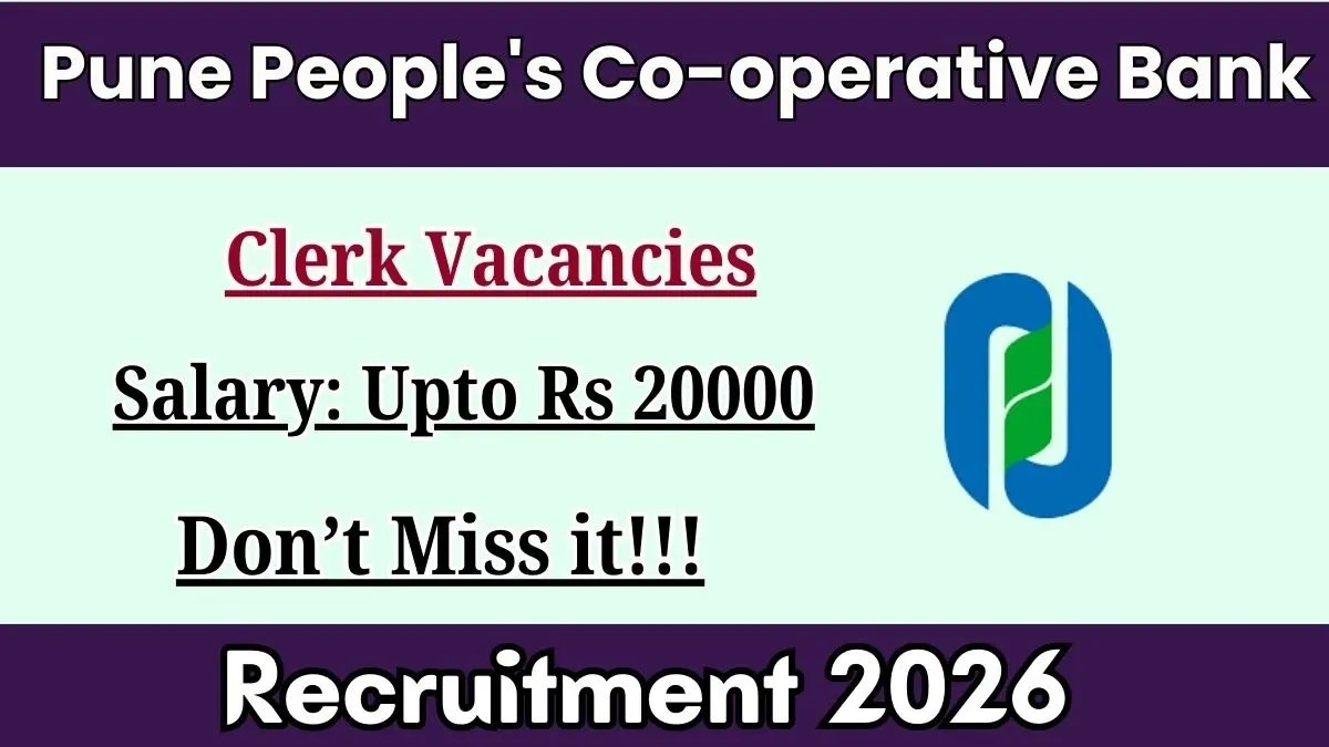 Pune Peoples Co-operative Bank Clerk Recruitment 2026 - Apply Online for 80 Posts