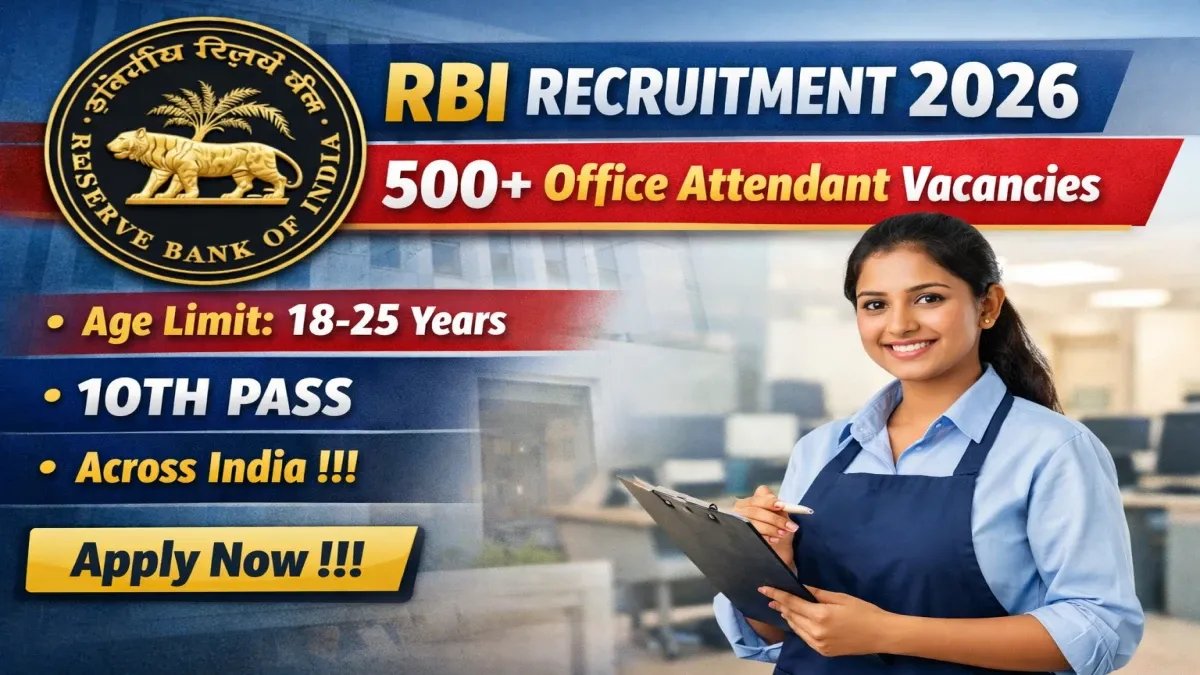 Reserve Bank of India (RBI) Office Attendant Recruitment 2026 - Apply Online for 572 Posts