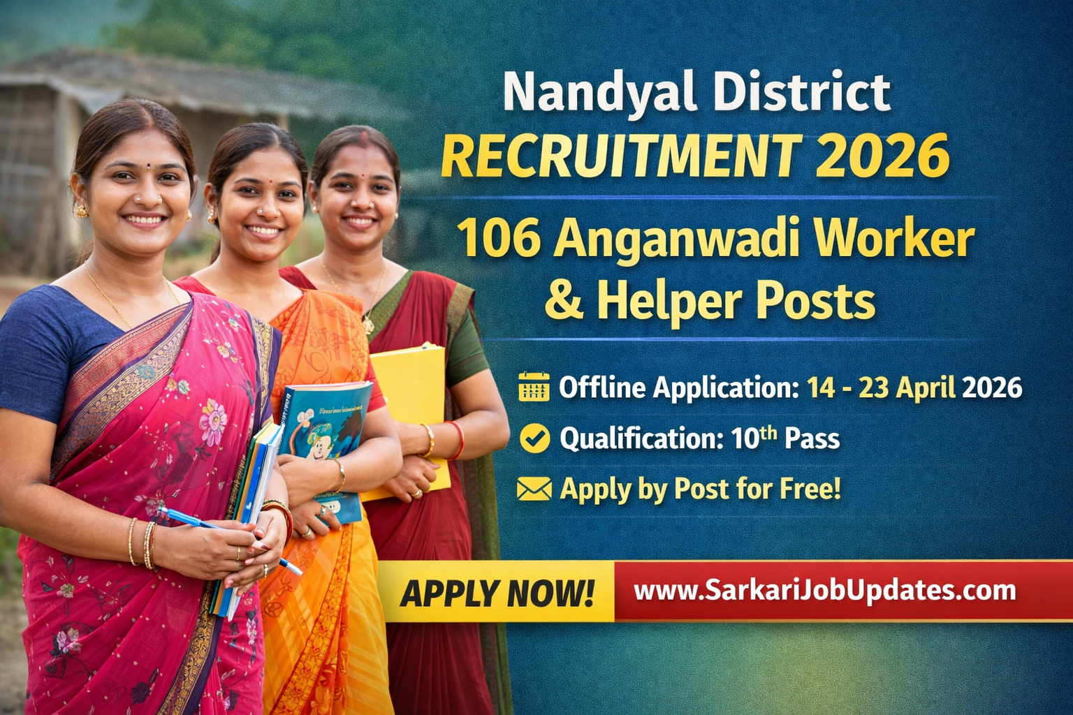 Nandyal District Recruitment 2026 – Apply Offline for 106 Anganwadi Worker & Helper Posts