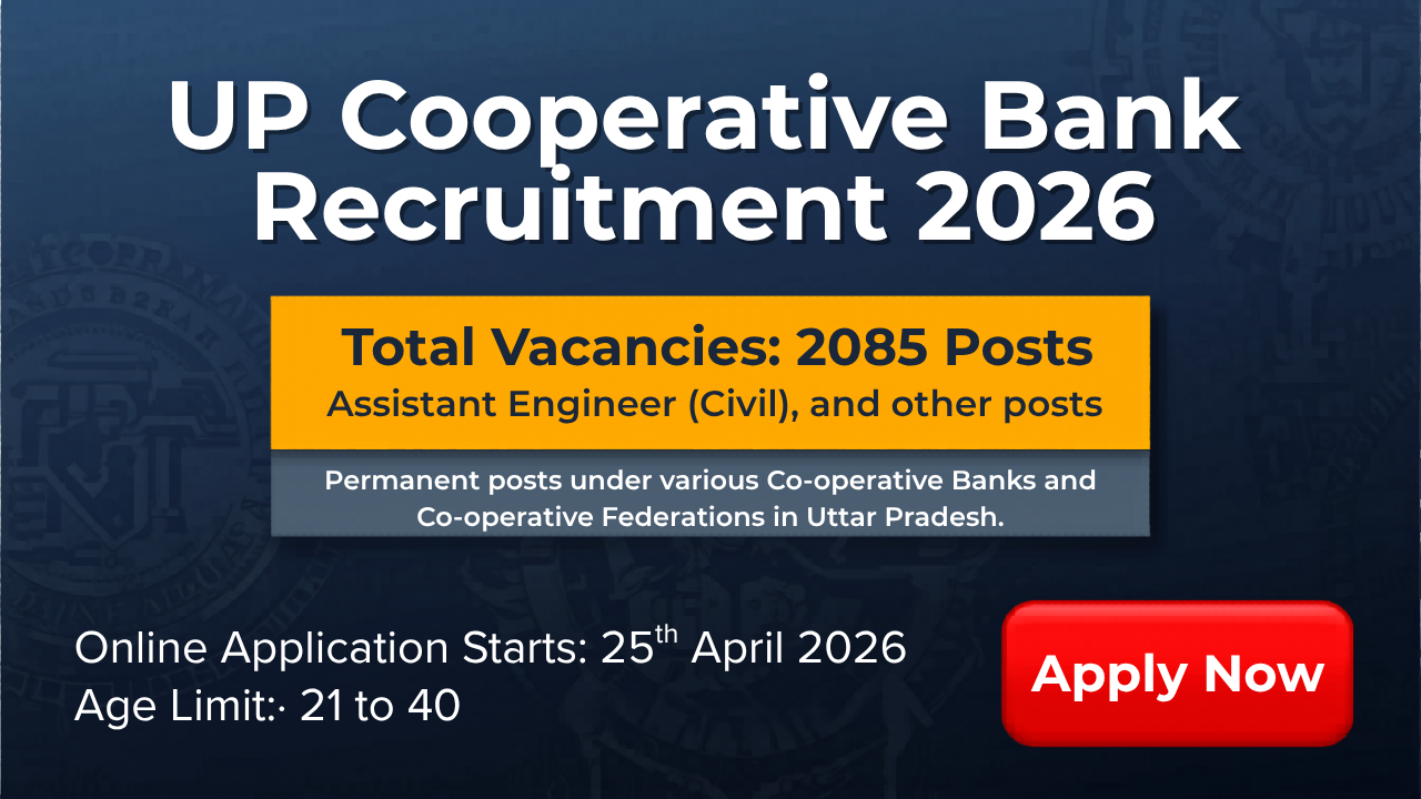 UP Cooperative Bank Recruitment 2026: Apply Online for 2,085 Posts (Full Details)