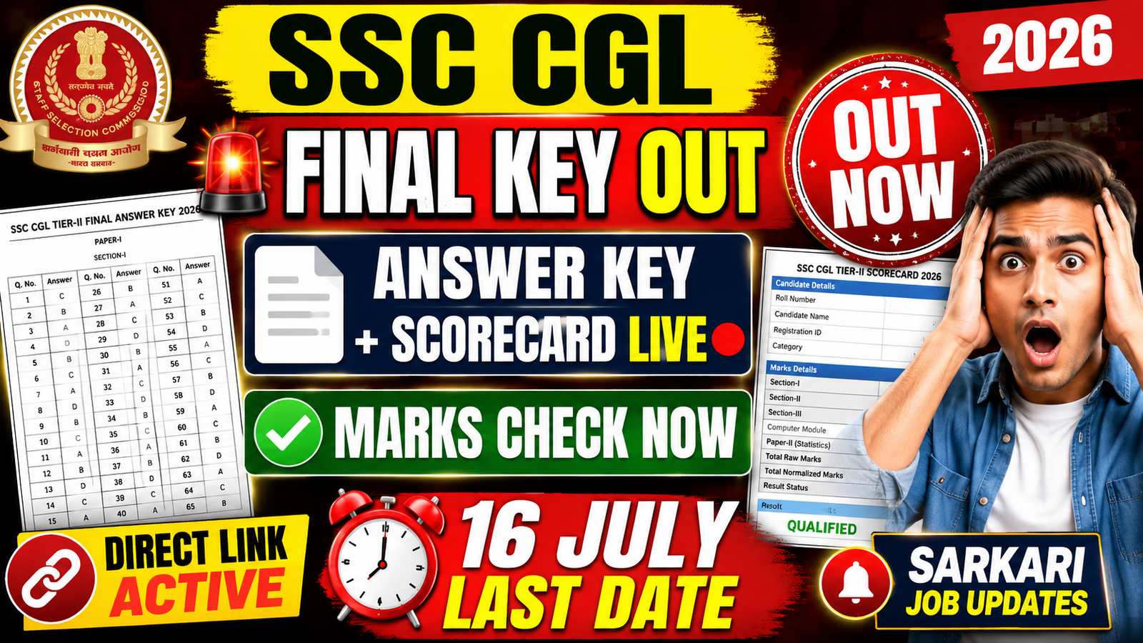 SSC CGL Tier 2 Final Answer Key 2026 Out – Download Answer Key, Scorecard & Response Sheet